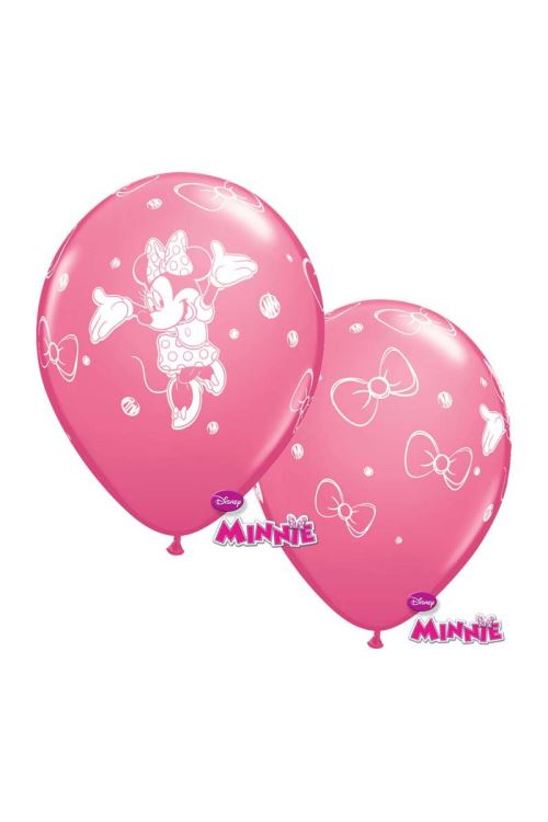 Sachet De 6 Ballons Minnie Mouse™ 11 28cm Qualatex© - Rose - Diamètre: 11 / 28 cm
