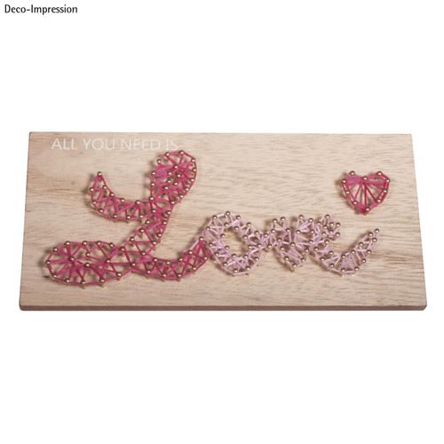 Tableau bois à clouer string art tableau de fil tendu love - rayher