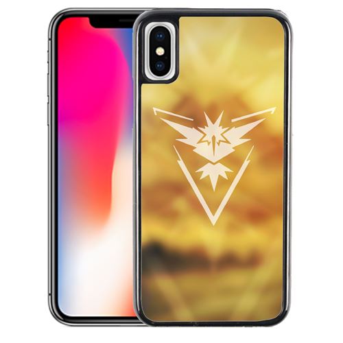 Coque pour iPhone XS pokémon go team jaune grunge