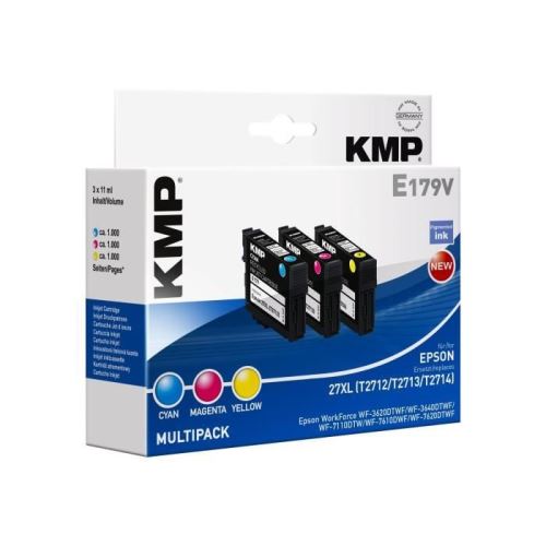 KMP MULTIPACK E179V - Pack de 3 - 11 ml - jaune, cyan, magenta - boîte