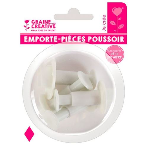 4 emporte-pièces à poussoir en plastique - Losange - Graine Créative