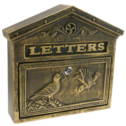 Boîte aux lettres rétro antique vintage fonte coloré oxyde pour mur oiseaux