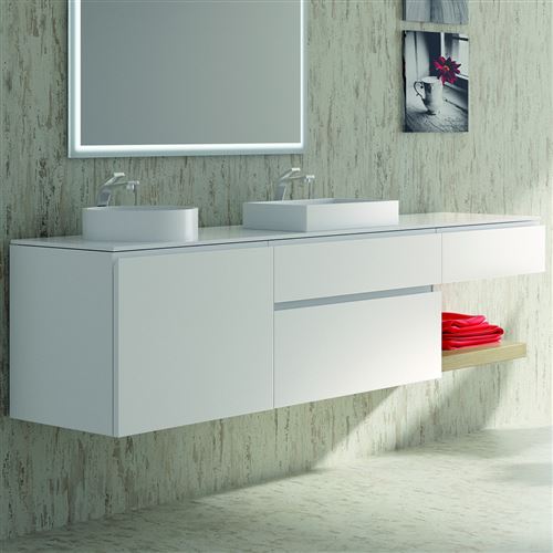 Ensemble salle de bains suspendu 200 cm blanc, Moden