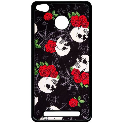 Coque Xiaomi Redmi 3s Prime Tete De Mort Toile Rose Rock