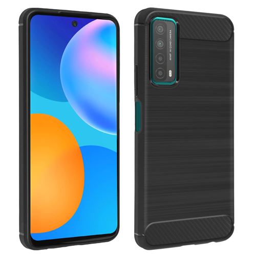 Coque pour Huawei P smart 2021 Souple Coins Renforcés Carbone Effet Brossé Noir