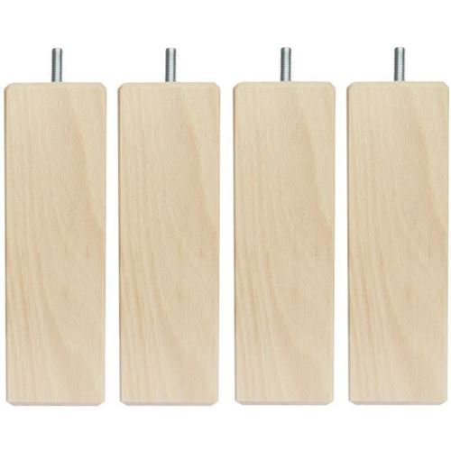 Jeu De Pieds Carres En Bois - L 6 X L 6 X H 19 Cm - Lot De 4