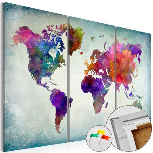 Tableau en liège - World in Colors [Cork Map] - 120x80 Artgeist (11415)