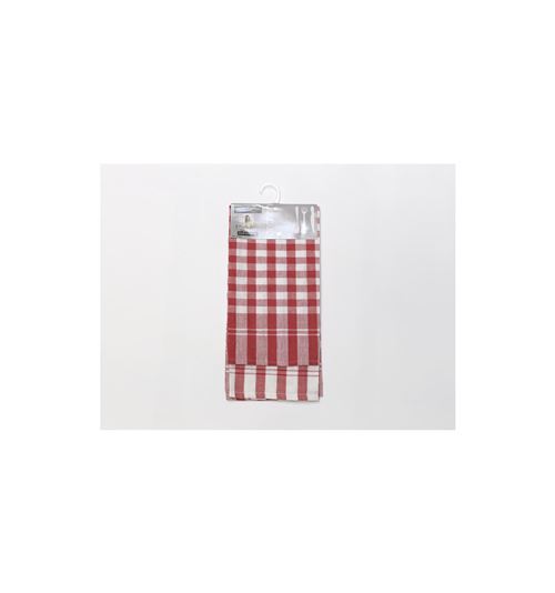 Lot de 2 torchons en coton VICHY rouge, jacquard 50x70 cm