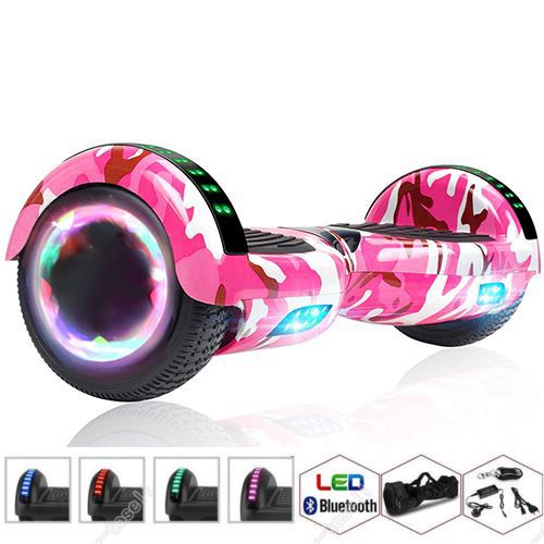 6,5 pouces Hoverboard Bluetooth 700W rose camouflage + Sac + Télécommande