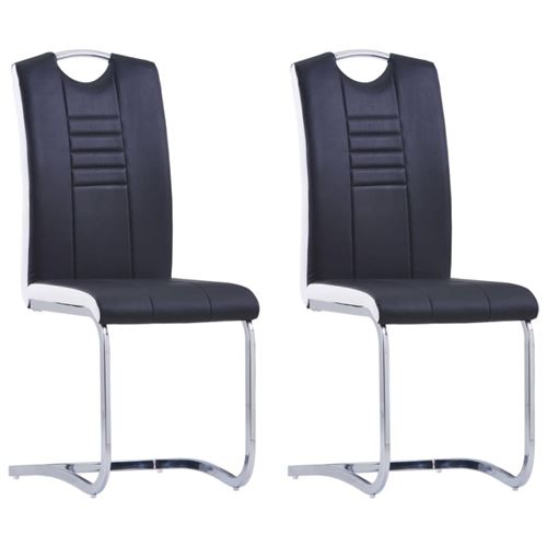 vidaXL Chaises de salle à manger cantilever 2 pcs Noir Similicuir