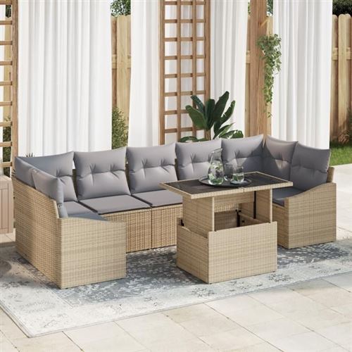 Non Communiqué Beige Vidaxl Ensemble De Canapés De Jardin 8 Pièces Avec Coussins Poly Rattan 3348956