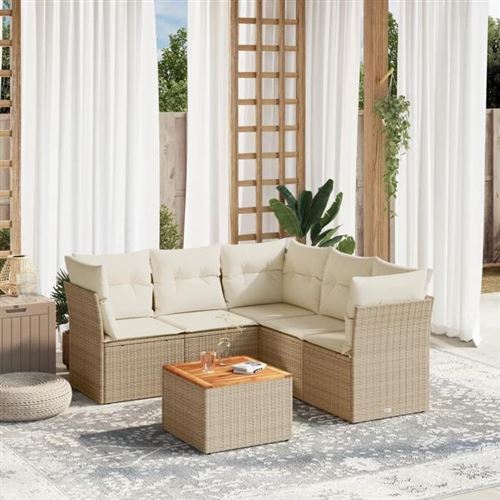 Non Communiqué Beige Vidaxl Salon De Jardin Avec Coussins 6 Pcs, Canapés De Terrasse, Ensemble De Meubles De Patio, Mobilier D'extérieur, 3255967