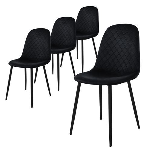 ML-Design - Chaise de salle à manger - Lot de 4 - Velours - Noir - Image 3