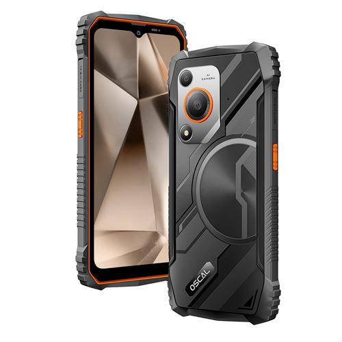 Oscal Marine 1 Téléphone Portable 6.56, 5100mAh, 12(4+24)Go+128Go, 16MP+8MP,Empreinte digitale/Face ID/NFC,Dual SIM 4G smartphone-304g-Orange