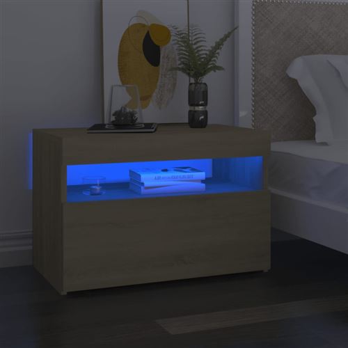 Non Communiqué Brun Tables De Chevet À Led 2 Pcs Chêne Sonoma 60X35x40 Cm
