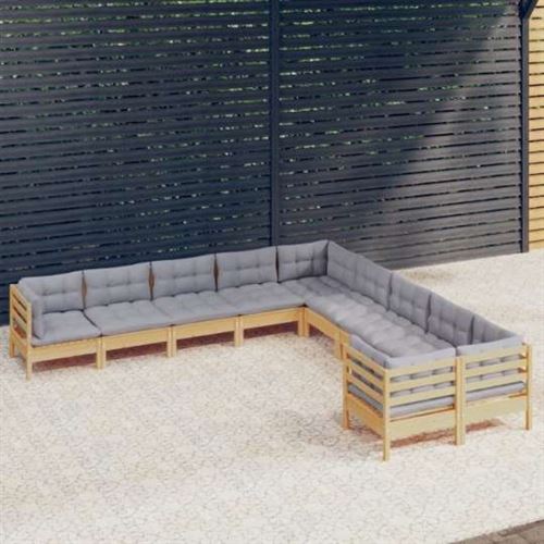 Vidaxl Salon De Jardin Bois 8 Personnes 10 Pieces - Image 2