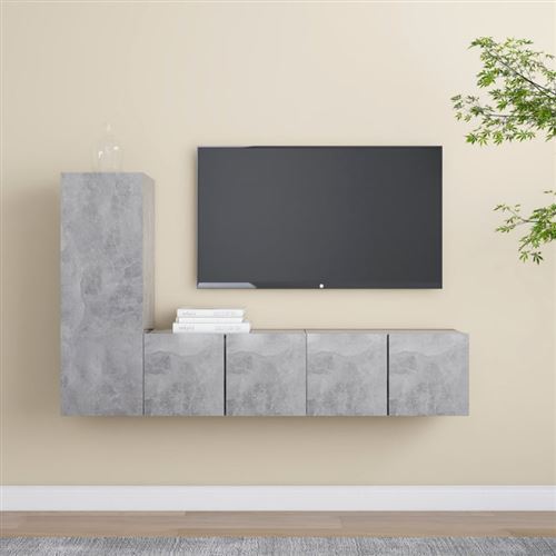 VIDAXL - Meuble TV - Ensemble 3 pièces - Gris béton - Image 2