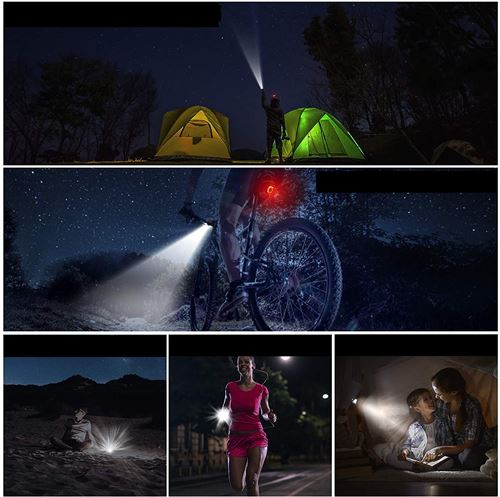 Lampe LED de Vélo, Lumière Vélo Rechargeable Avant et Arrière, Kit