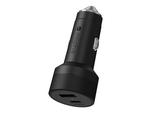 mophie - Adaptateur d'alimentation pour voiture - 42 watt - Fast Charge - 2 connecteurs de sortie (USB-C, USB)