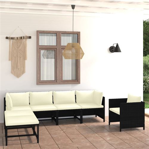 Non Communiqué Noir Salon De Jardin Modulable Vidaxl Polyethylene 7 Pieces 7 Personnes