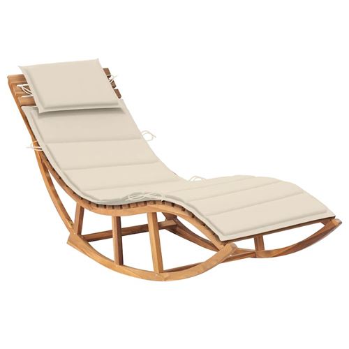 VIDAXL   Chaise longue &agrave; bascule avec coussin Bois de teck solide