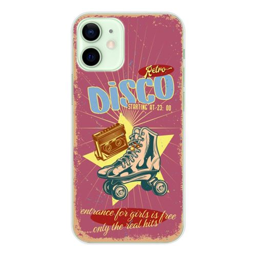 Coque en silicone imprimée compatible Apple iPhone 12 Mini Retro disco