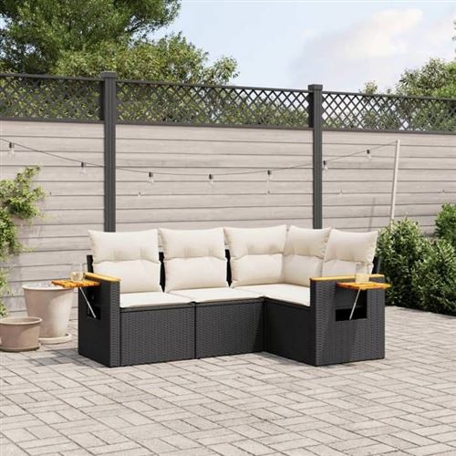 Non Communiqué Noir Vidaxl Salon De Jardin Avec Coussins 4 Pcs, Canapés De Terrasse, Ensemble De Meubles De Patio, Mobilier D'extérieur, 3259172