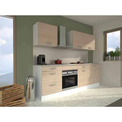Cuisine complète OSLO - L 240 cm - chêne - Plan de travail inclus