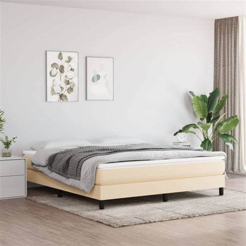 Sommier à ressorts de lit Crème 180x200 cm Tissu