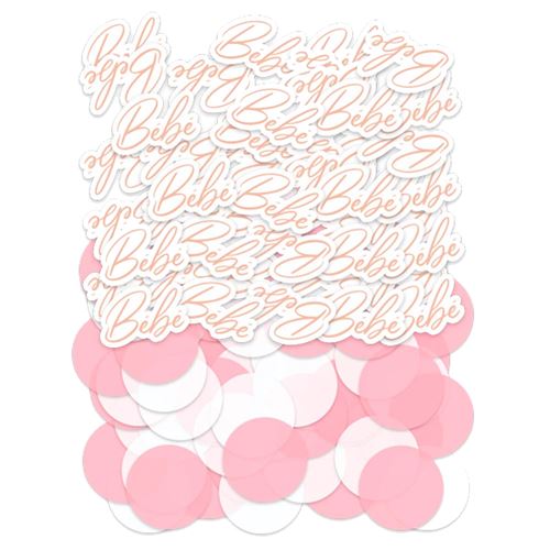 Cadoons - Duo confettis Baby Shower - Duo de décoration bébé rose gold et pastilles en papier rose et blanc