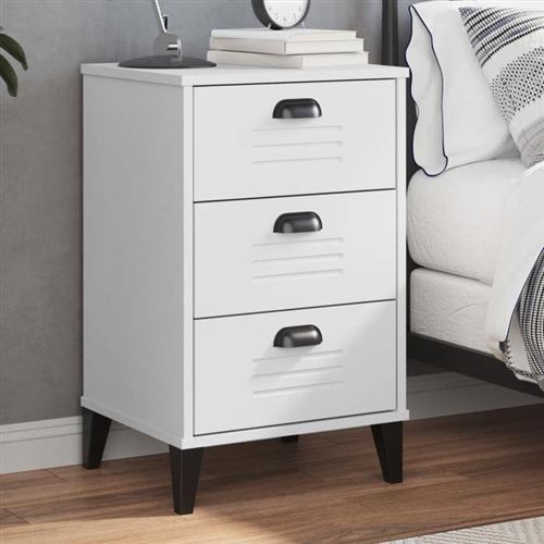 Vidaxl Blanc Table De Chevet, Armoire De Nuit Avec Tiroirs, Table De Téléphone, Meuble De Rangement Chambre, Industriel, 374911 - Image 2