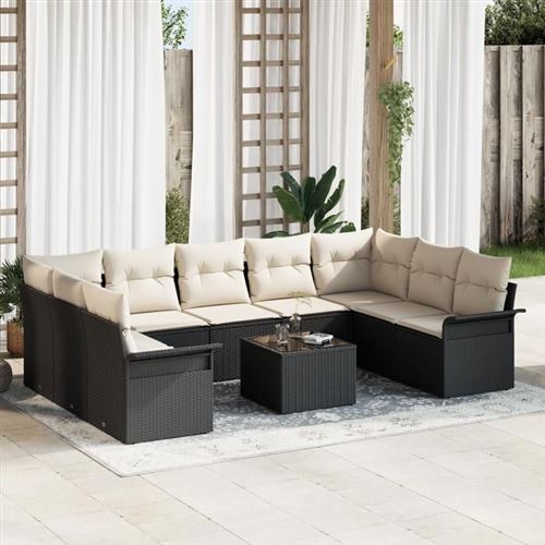 vidaXL - Ensemble de canapé de jardin - 9 pièces - Marron - Image 2