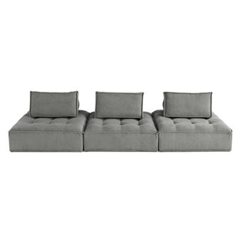 Marisol - canapé modulable droit 3 places - velours texturé - Gris - 1