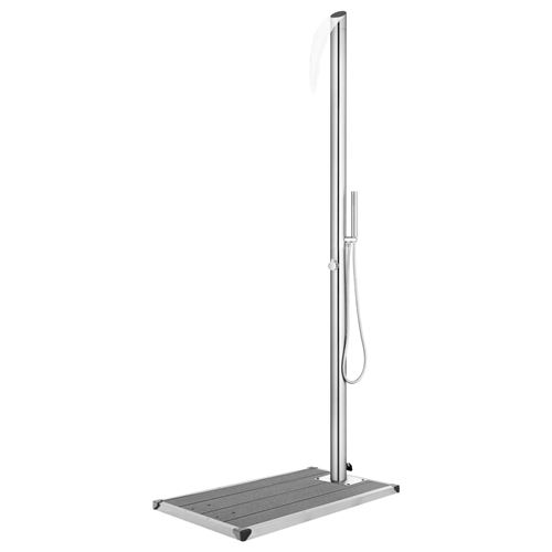 Douche de jardin avec base gris 225 cm Acier inoxydable vidaXL