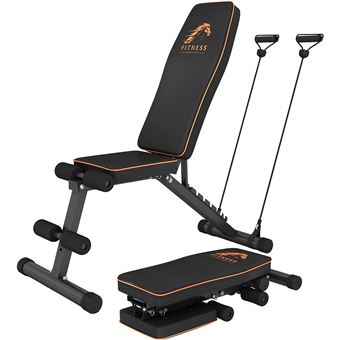 Homcom Banc de musculation multifonctionnel Appareil pour abdominaux Réglable Acier noir 64x146x73,5-85cm