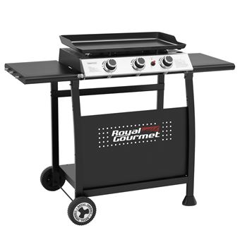 Plancha Gaz sur Chariot Royal Gourmet - 3 Brûleurs Puissance 7.5kW - Plaque Amovible - 1