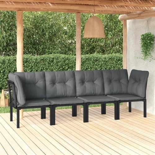 Non Communiqué Gris Vidaxl Salon De Jardin 4 Pcs, Ensemble De Meubles De Terrasse, Mobilier D'extérieur, Chaise De Patio, Moderne, Noir Et 3187733