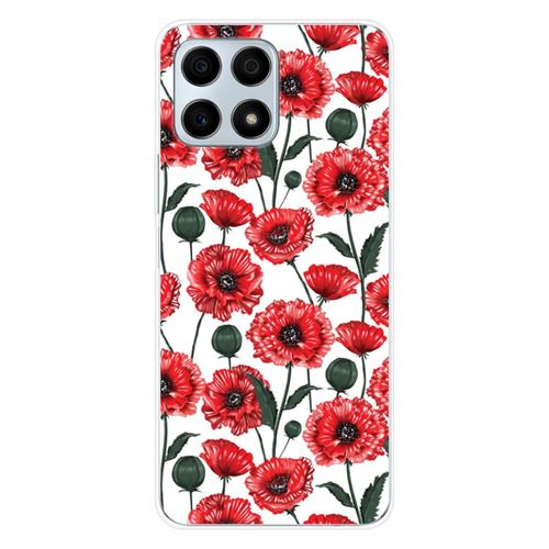 Coque en silicone imprimée compatible Huawei Honor X8A Fleurs de Pavot