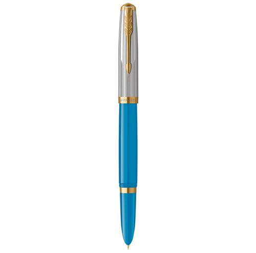 Stylo plume haut de gamme Parker 51 Premium, Turquoise, Plume fine, Cartouche d'encre bleue et noire, coffret cadeau