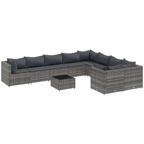 vidaXL - Salon de jardin modulable - 10 pièces - Résine tressée - Gris - 63 x 63 x 57 cm - Image 3