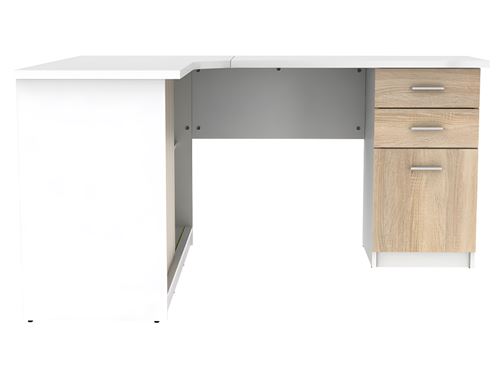 Bureau d'angle norwy - 2 portes & 2 tiroirs - blanc & gris VENTE-UNIQUE Pas  Cher 