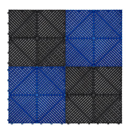 Monstershop Vented Garage Floor Tiles With Edges – 60 Black & 60 Blue