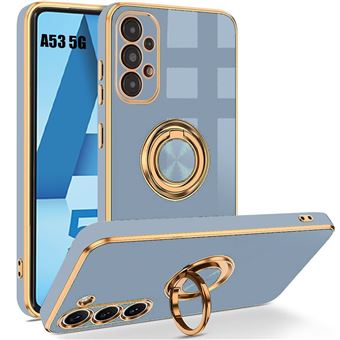 Coque pour Samsung Galaxy A53 5G, Coque Protection Antichoc en Silicone Liquide, Design d'Anneau Support 360 ° Rotatif - Bleu - BOOLING - 1