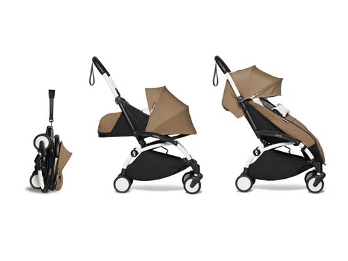 Babyzen - Poussette YOYO2 cadre blanc pack 0+ 6+ chancelière marron