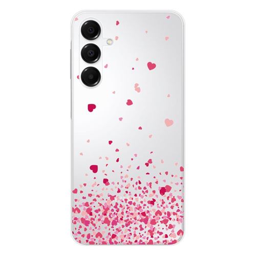 Coque en silicone imprimée compatible Samsung Galaxy A36 5G Confettis de Coeurs Rose