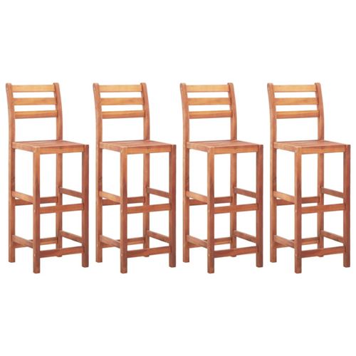 Vidaxl Lot De 4 Chaise De Bar En Acacia Non Pliable H. 110 Cm Exterieur Bois - Image 3