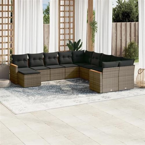 Non Communiqué Gris Vidaxl Salon De Jardin Avec Coussins 13 Pcs, Canapés Avec Pieds Réglables, Ensemble De Meubles D'extérieur Patio Terrasse, 3250279
