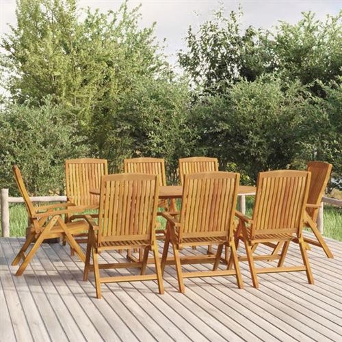 Non Communiqué Marron Vidaxl Ensemble À Manger De Jardin 9 Pcs Bois De Teck Solide, Ensemble De Salle À Manger, Table Et Chaises De Jardin, 3154920