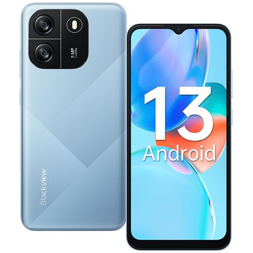 Blackview WAVE 6C Téléphone Portable Débloqué Android 13 4Go+32Go 6.517 HD+ 8MP+5MP 5100mAh Face ID,4G Dual SIM - Bleu