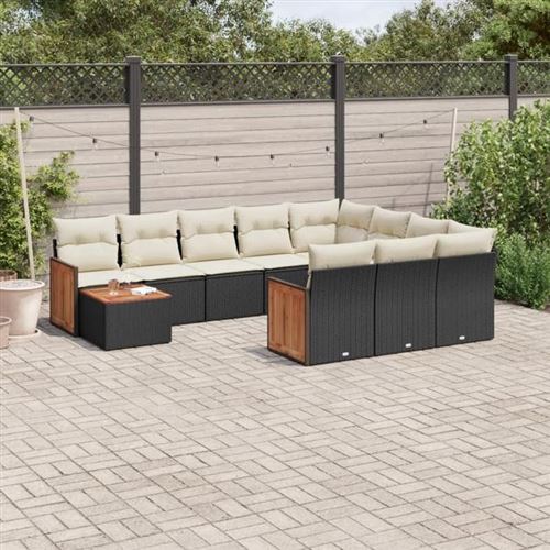 Non Communiqué Noir Vidaxl Salon De Jardin Avec Coussins 11 Pcs, Canapés De Patio, Ensemble De Meubles, Mobilier De Terrasse Extérieur, 3260446